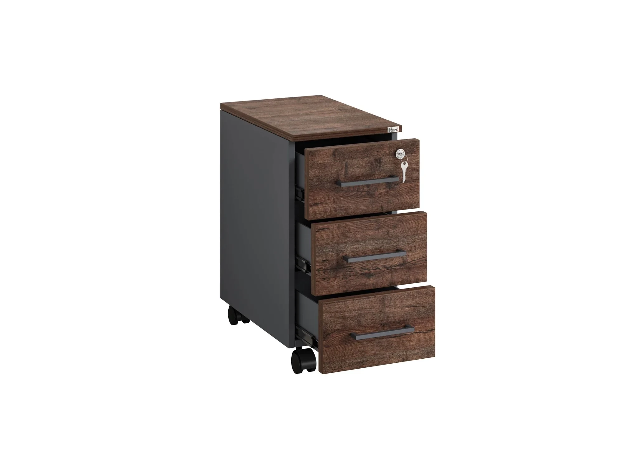 Тумба мобильная,3 ящика 300x500x600 RM123-30x50 Дуб Апрельский шоколад/Серый