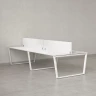 Бенч-система, 4 рабочих места, на U-образных опорах, 2 ЛДСП экранов 1200x1600x750 RM173-4-12x16 Белый/Белый