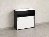 Шкаф-купе низкий, 2 полки с надстройкой, на регулируемых опорах 1200x420x1100 RM127-120x42 Белый/Черный