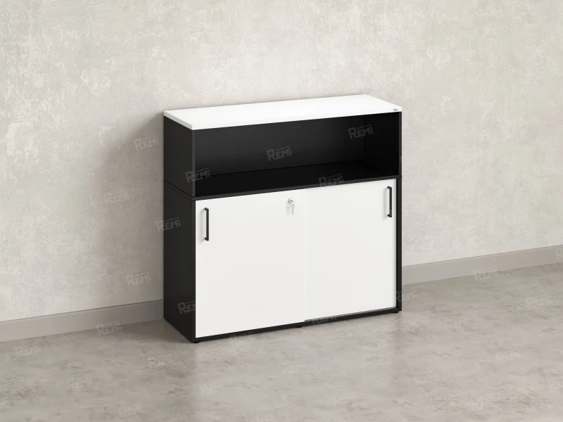 Шкаф-купе низкий, 2 полки с надстройкой, на регулируемых опорах 1200x420x1100 RM127-120x42 Белый/Черный
