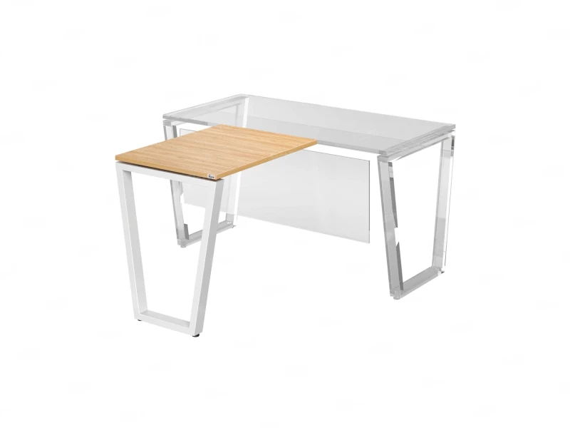 Брифинг прямой, с парящей столешнецей, на U-образном каркасе 1500x700x750 RM074-15x7 Вяз Швейцарский светлый/Белый