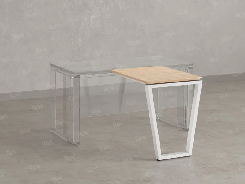 Брифинг прямой, с парящей столешнецей, на U-образном каркасе 1500x700x750 RM074-15x7 Вяз Швейцарский светлый/Белый