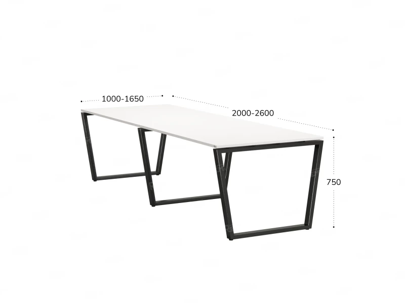 Cтол для переговоров, на V-обазном каркасе 2100x1200x750 RM082-210x120 Белый/Черный