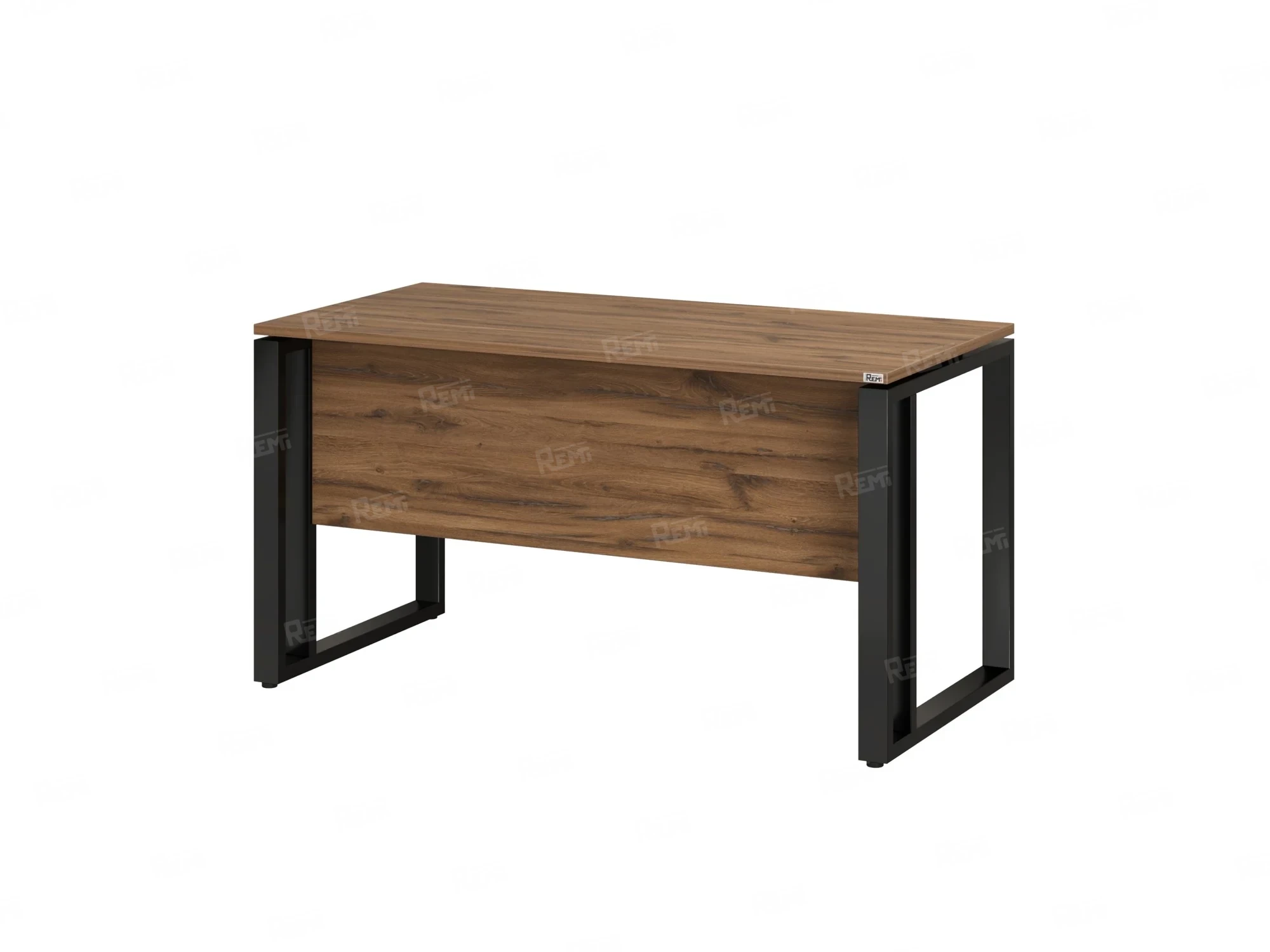 Стол прямой на О-образных опорах с экраном ЛДСП 1800x700x750 RM041-18x7 Юстус/Черный