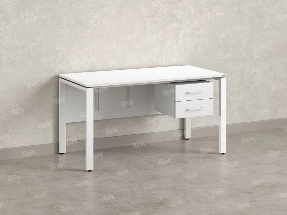 Стол прямой, подвесная тумба, ЛДСП экран, П-опора 1800x800x750 RM031-18x8 Белый/Белый