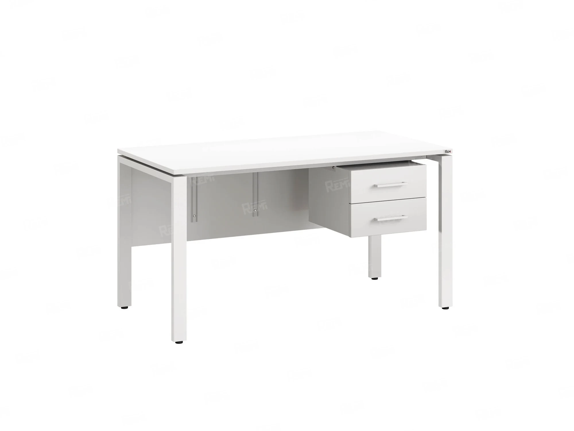 Стол прямой, подвесная тумба, ЛДСП экран, П-опора 1800x800x750 RM031-18x8 Белый/Белый