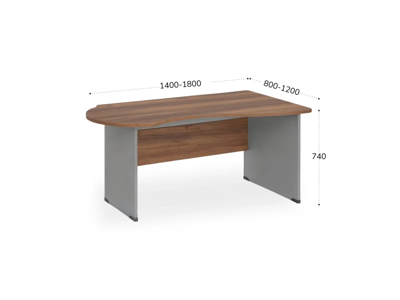 BRL RB004-160х100R Стол асимметричный правый 1600х1000х740 Орех Вармия/Серый вулкан-кий