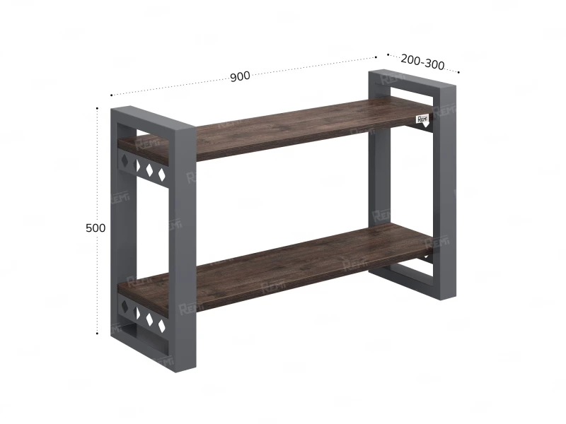 Полка настенная 900x300x500 RM194-90x30 Дуб Апрельский шоколад/Серый