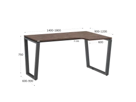Стол угловой, U-опора, правый 1600x800/1000x750, RM050-16x8-10 Дуб Апрельский шоколад/Серый