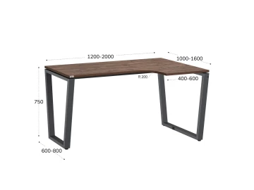 Стол угловой, U-опора, правый 1600x800/1000x750, RM050-16x8-10 Дуб Апрельский шоколад/Серый