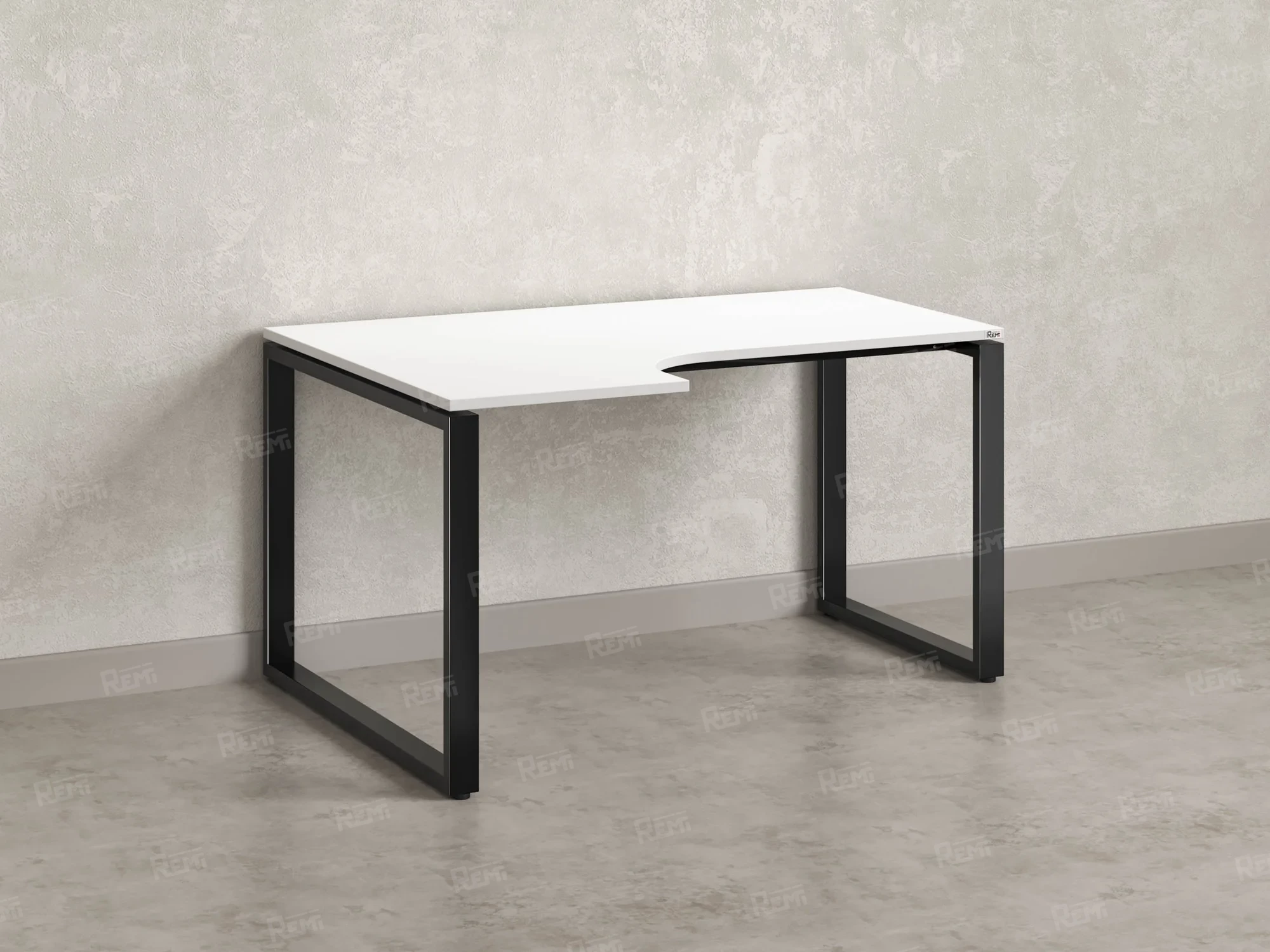 Стол угловой, О-опора, левый 1400x700/900x750, RM055-14x7-9 Белый/Черный
