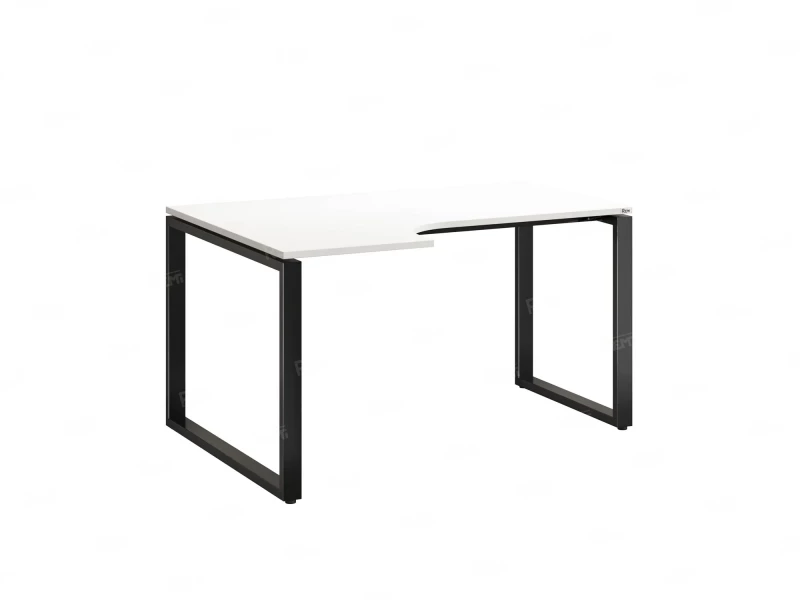 Стол угловой, О-опора, левый 1400x700/900x750, RM055-14x7-9 Белый/Черный