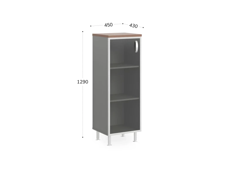 BRL RB050-45х43L Стеллаж закрытый витрина стекло в раме L 450х430х1290 Шорвуд/Серый вулканический