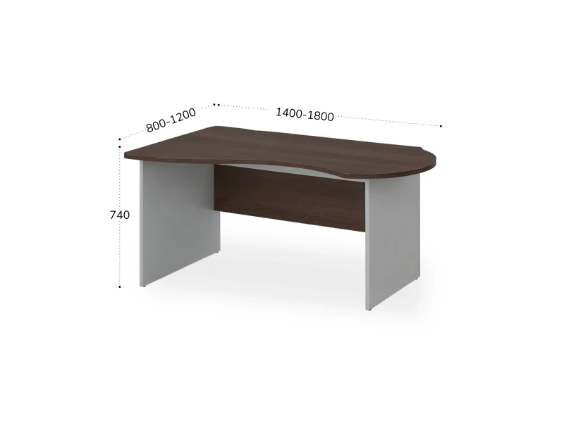 BRL RB004-180х120L Стол асимметричный левый 1800х1200х740 Венге/Серый вулкан-кий