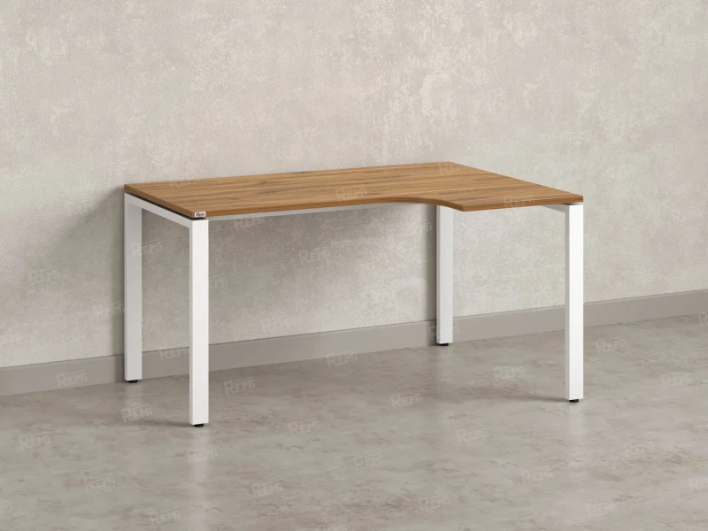 Стол угловой, П-опора, правый 1800x900/1200x750, RM052-18x9-12 Дуб Юстус/Белый