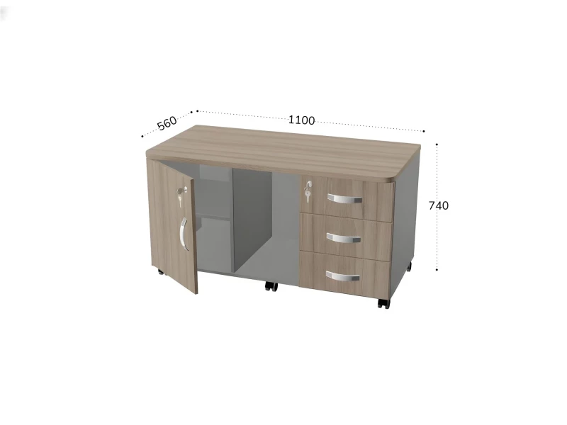 BRL RB034-110х56 Сервисная тумба для копировальной техники 1100х560х740 Дрифтвуд/Серый вулканический