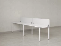 Бенч-система в 1 ряд, 2 рабочих места 2 тканевых экранов 2000x600x750 RM167-3-20x6 Белый/Белый