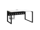 Стол угловой, экран металл, О-опора, правый 1400x700/900x750, RM057-14x7-9 Белый/Черный