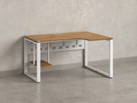 Стол угловой, экран металл, О-опора, правый 1600x900/1200x750, RM057-16x9-12 Дуб Юстус/Белый