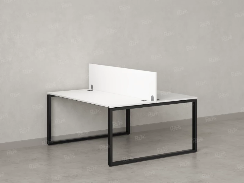 Бенч-система, 2 рабочих места, с одним экраном ЛДСП 1000x1400x750 RM169-2-10x14 Белый/Черный