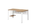 Стол угловой, экран металл, П-опора, правый 1400x900/1200x750, RM058-14x9-12 Дуб Юстус/Белый