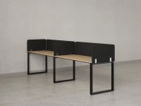 Бенч-система в 1 ряд, 2 рабочих места 5 тканевых экранов 2400x600x750 RM168-1-24x6 Вяз Швейцарский светлый/Черный