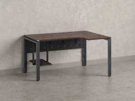 Стол угловой, экран металл, П-опора, правый 1800x800/1000x750, RM058-18x8-10 Дуб Апрельский шоколад/Серый