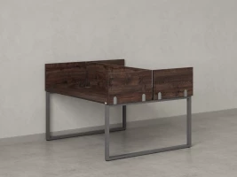 Бенч-система, 2 рабочих места, 5 ЛДСП экранов 1200x1400x750 RM169-4-12x14 Дуб Апрельский шоколад/Серый