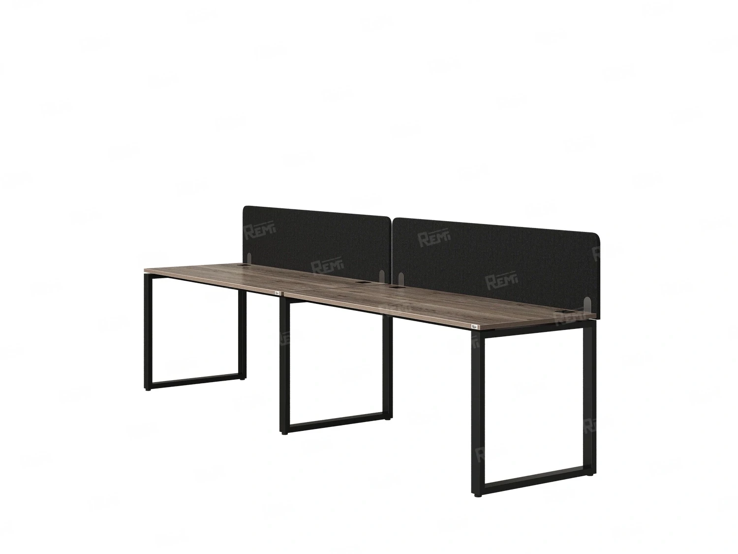 Бенч-система в 1 ряд, 2 рабочих места 2 тканевых экранов 2700x600x750 RM168-3-27x6 Дуб Маувелла/Черный