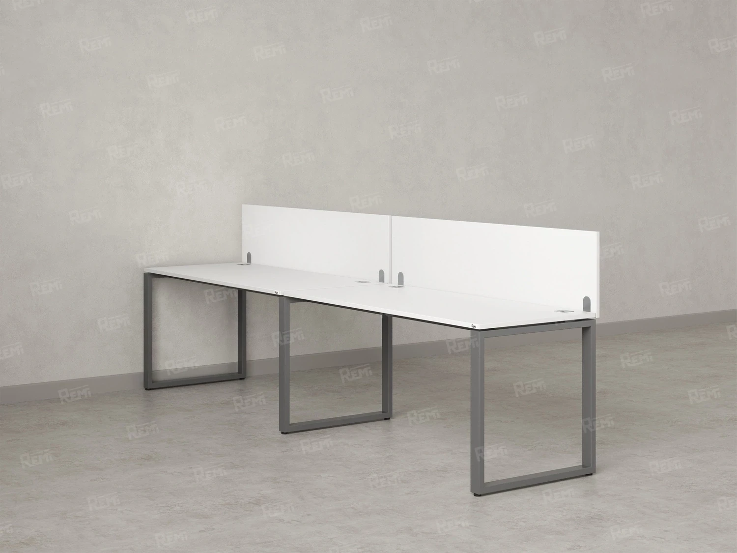 Бенч-система в 1 ряд, 2 рабочих места 2 ЛДСП экранов 2400x800x750 RM168-4-24x8 Белый/Серый