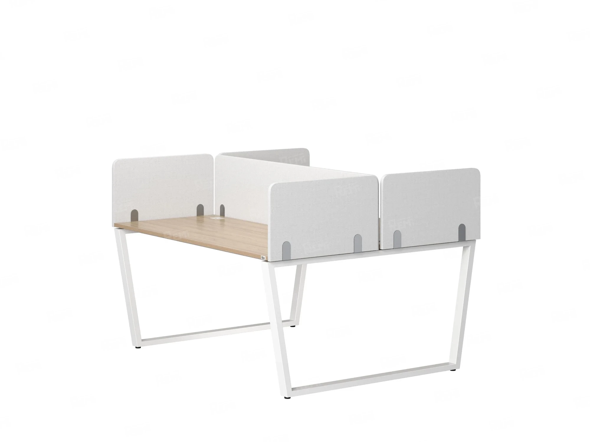 Бенч-система, 2 рабочих места, 5 тканевых экранов 1400x1200x750 RM172-3-14x12 Вяз Швейцарский светлый/Белый