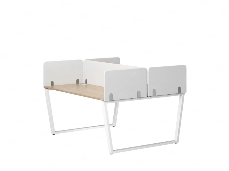 Бенч-система, 2 рабочих места, 5 тканевых экранов 1400x1200x750 RM172-3-14x12 Вяз Швейцарский светлый/Белый