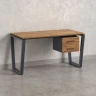 Стол прямой с подвесной тумбой 2 ящика, U-опора 1600x800x750 RM035-16x8 Дуб Юстус/Серый