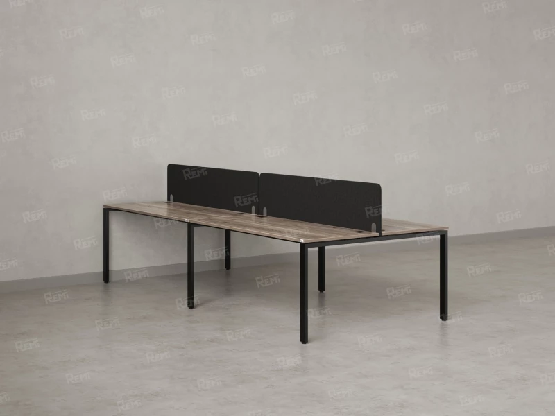 Бенч-система, 4 рабочих места, на П-образных опорах, 2 тканевых экранов 2800x1200x750 RM166-3-14x12 Дуб Маувелла/Черный