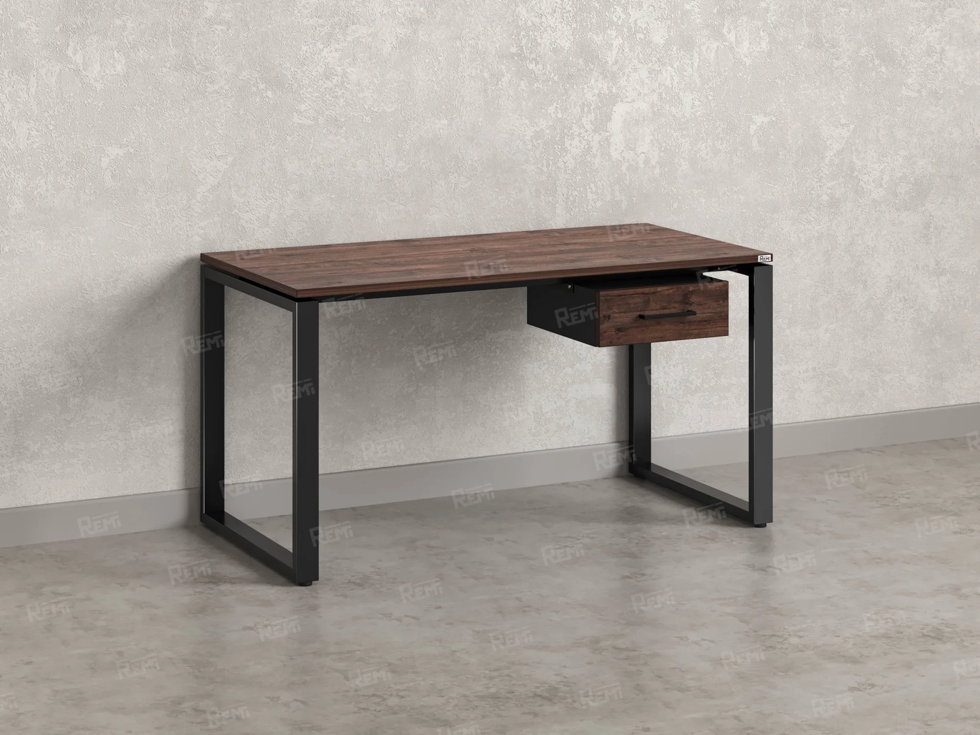 Стол прямой с подвесной тумбой, О-опора 2000x800x750 RM036-20x8 Дуб Апрельский шоколад/Черный