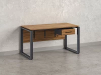 Стол прямой, подвесная тумба, ЛДСП экран, О-опора 2000x600x750 RM032-20x6 Дуб Юстус/Серый