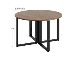 Круглый стол на О-образных опорах 1400x1400x750 RM187-14x14 Дуб Юстус/Черный