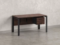 Стол прямой, подвесная тумба, ЛДСП экран, П-опора 1600x600x750 RM031-16x6 Дуб Апрельский шоколад/Черный