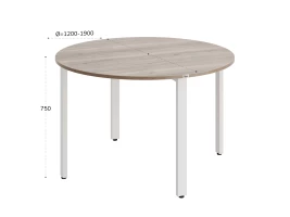 Круглый стол на П-образных опорах 1300x1300x750 RM186-13x13 Дуб Маувелла/Белый