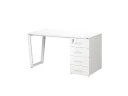 Стол прямой с тумбой на U-образных опоре, правый 1600x700x750 RM101-16x7 Белый/Белый
