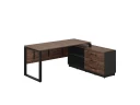 Стол прямой с тумбой R, ЛДСП экран, О-опора 1400x1400x750 RM012R-14x7 Дуб Апрельский шоколад/Черный