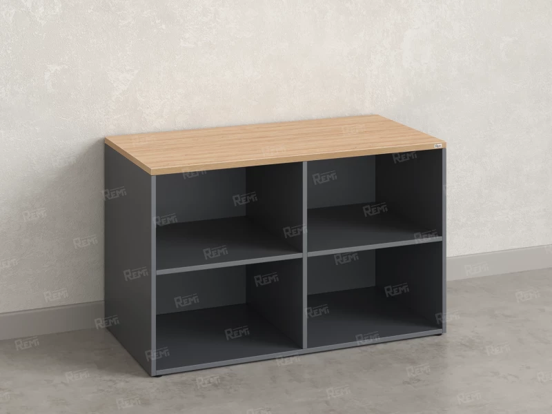 Стеллаж низкий, 4 ячейки 1200х600х750 RM146-12x6 Вяз Швейцарский светлый/Серый