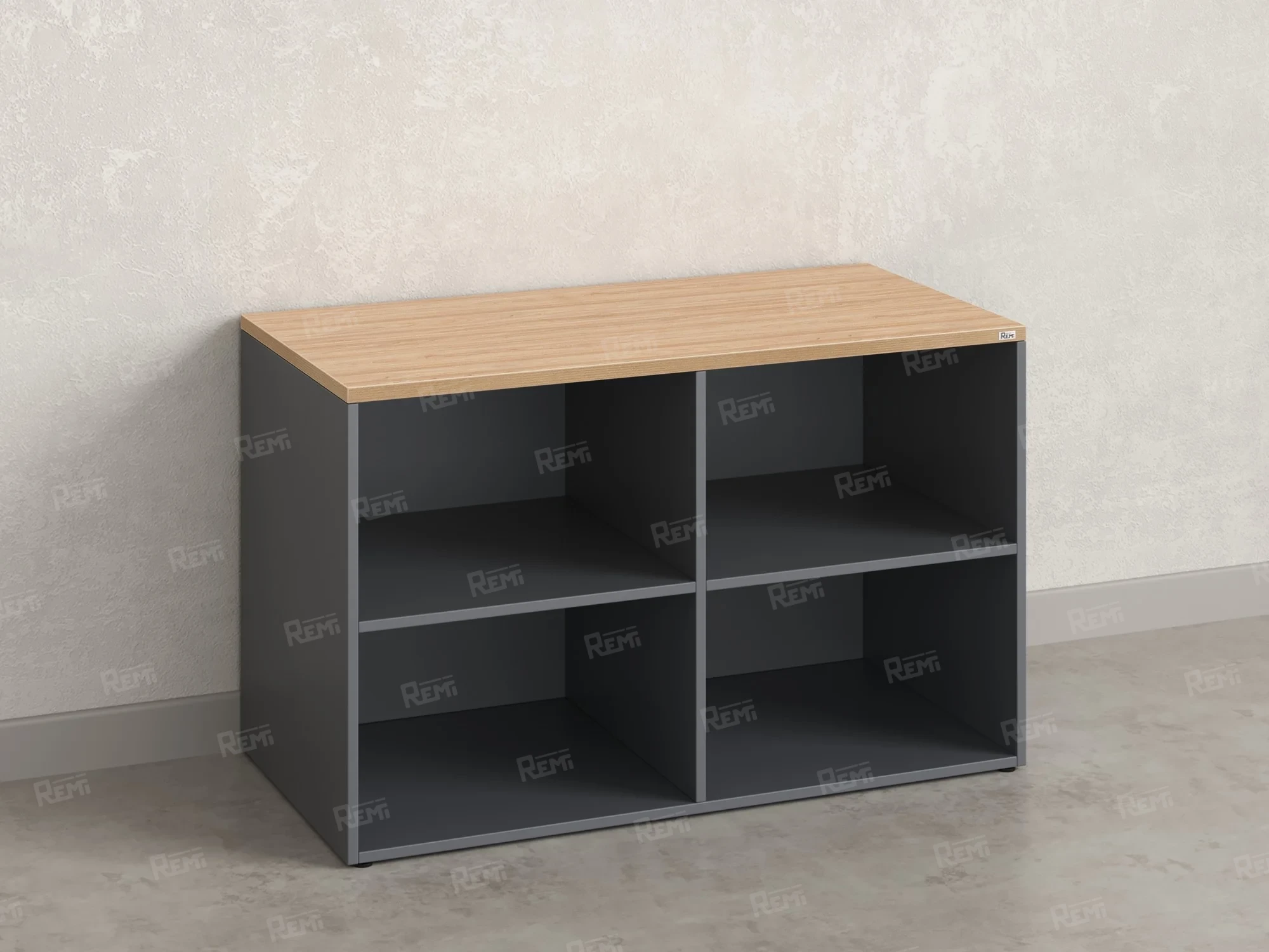 Стеллаж низкий, 4 ячейки 1200х600х750 RM146-12x6 Вяз Швейцарский светлый/Серый