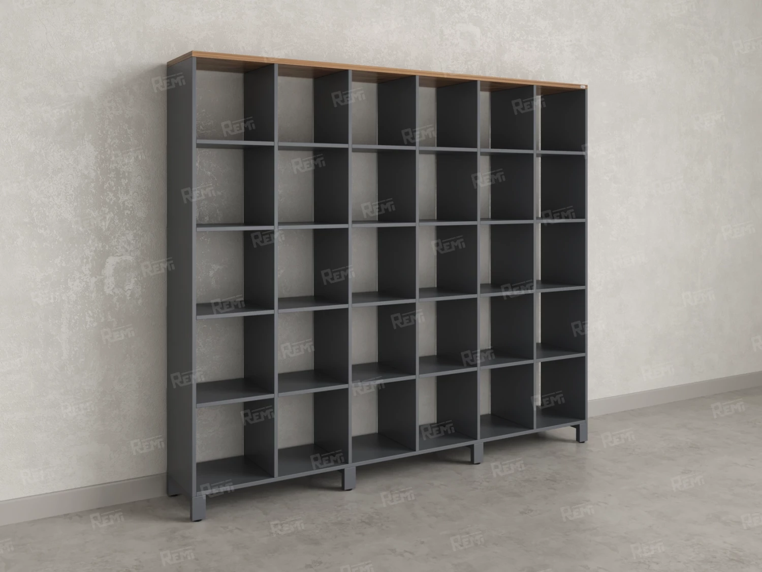 Стеллаж, 30 ячеек 2250х370х1980 RM143-225x37 Дуб Юстус/Серый