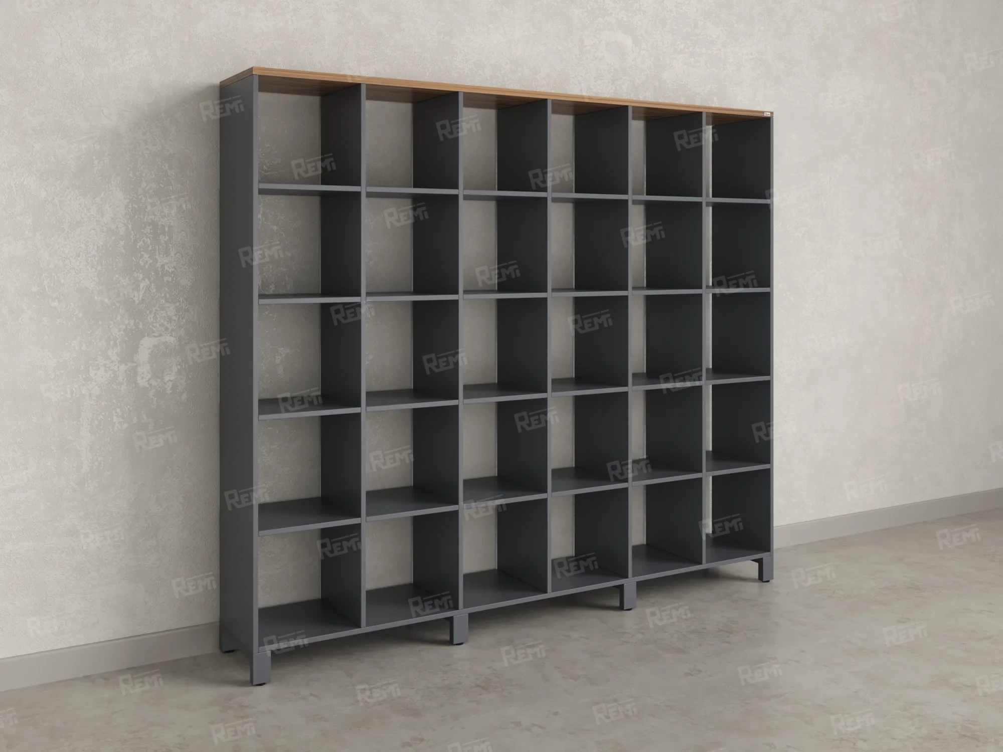 Стеллаж, 30 ячеек 2250х370х1980 RM143-225x37 Дуб Юстус/Серый