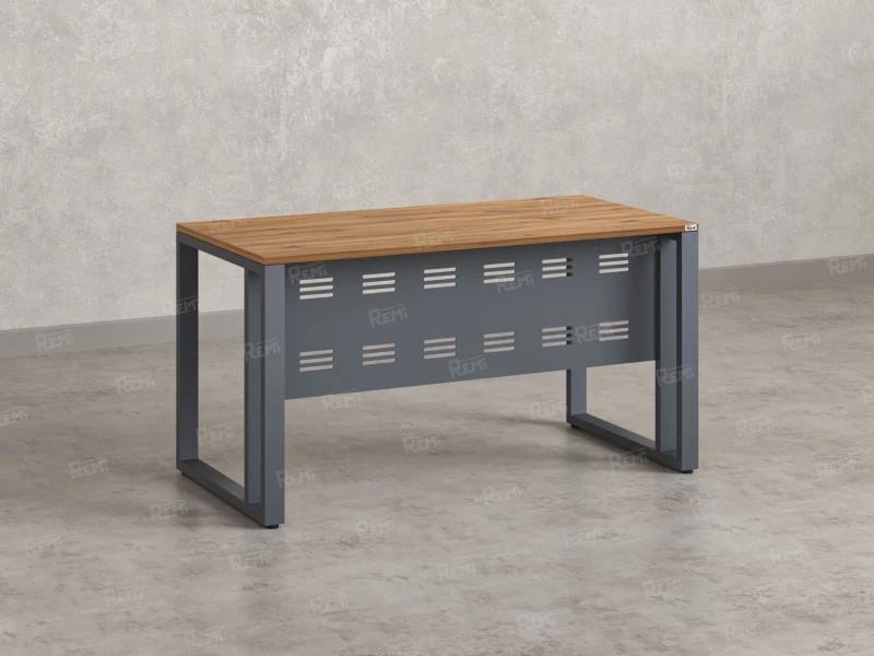 Стол прямой на О-образных опорах с металлическим экраном 1800x900x750 RM042-18x9 Юстус/Серый