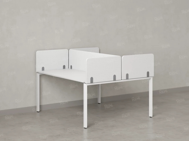 Бенч-система, 2 рабочих места, на П-образных опорах, 5 тканевых экрана 1600x1400x750 RM165-3-16x14 Белый/Белый