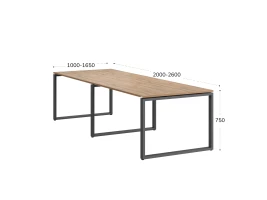 Cтол для переговоров, на О-обазном каркасе 2200x1600x750 RM081-220x160 Дуб Юстус/Серый