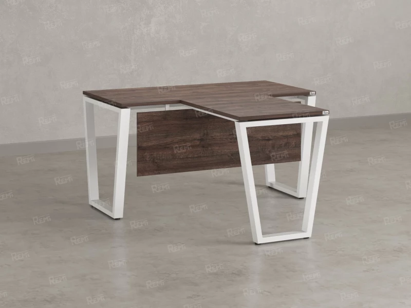 Стол с брифингом с парящей столешницей на U-образных опорах с экраном ЛДСП RM047-14x8 1400x2200x750 Дуб Апрельский шоколад/Белый