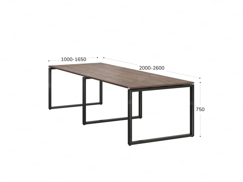Cтол для переговоров, на О-обазном каркасе 2300x1600x750 RM081-230x160 Дуб Апрельский шоколад/Черный